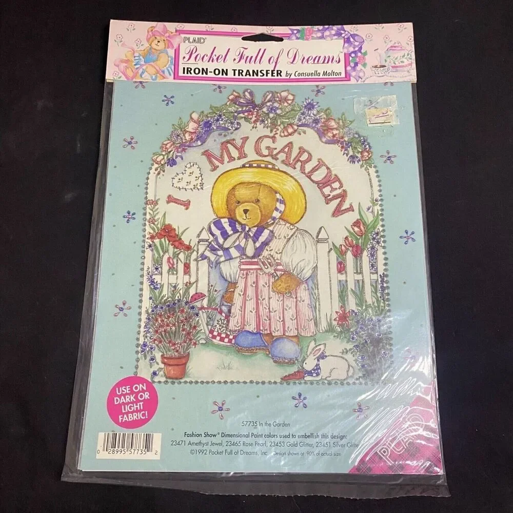 #6956 VTG Pocket Full of Dreams I Love My Garden Iron On Transfers By Consuella